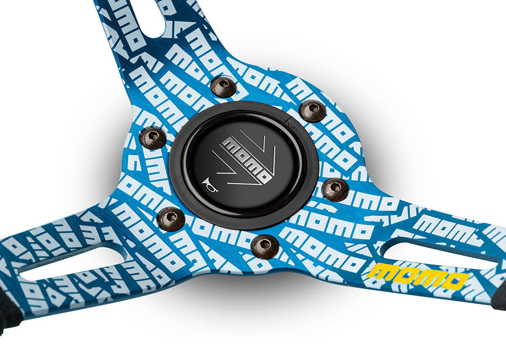 Volante Momo Ultra in Alcantara, a Calice (90 mm), Razze Blu - 35 cm