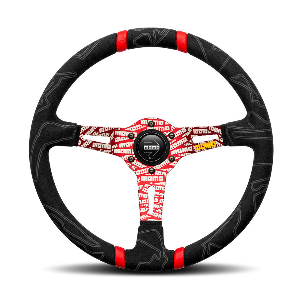 Volante Momo Ultra in Alcantara, a Calice (90 mm), Razze Rosse - 35 cm