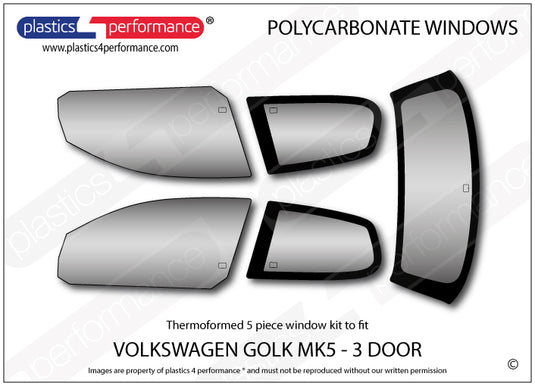 Vetri in Policarbonato per Volkswagen Golf MK5 3 Porte