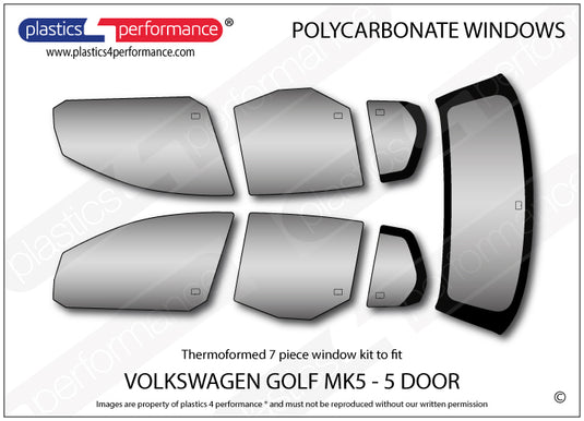 Vetri in Policarbonato per Volkswagen Golf MK5 5 Porte