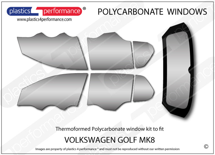 Vetri in Policarbonato per Volkswagen Golf MK8 5 Porte