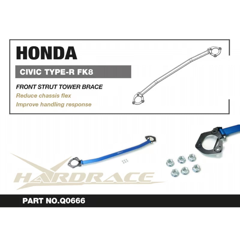 Carica immagine in Galleria Viewer, Barra Duomi Superiore Anteriore Hardrace Nera per Honda Civic Type R FK8 (17-22)

