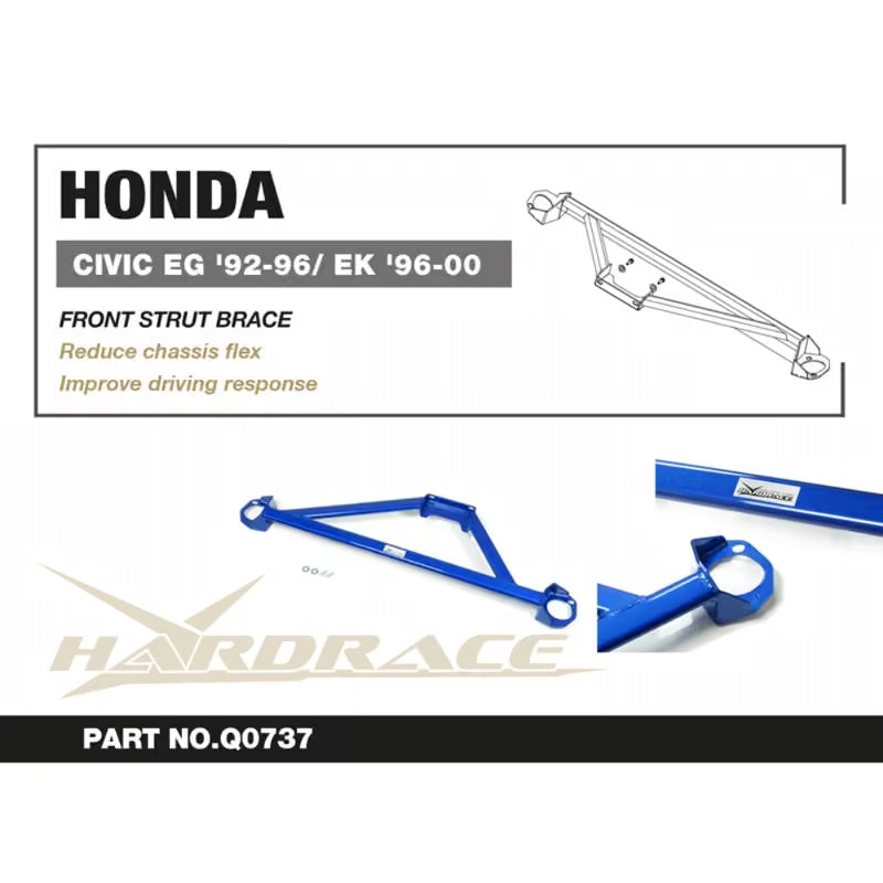 Carica immagine in Galleria Viewer, Barra Duomi Superiore Anteriore Hardrace Nera per Honda Civic EG / EH / EJ
