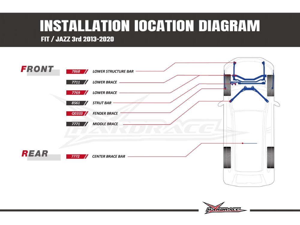 Barra di Rinforzo Inferiore Anteriore Hardrace per Honda HR-V (2014+)