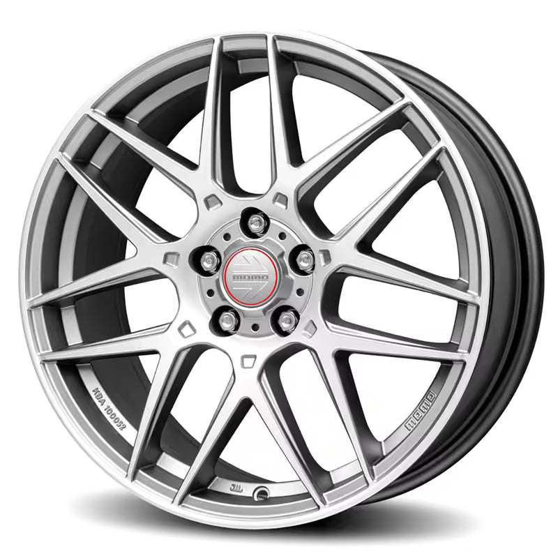Carica immagine in Galleria Viewer, Cerchio Momo Competizione 8,5x20 5x112 ET35 - Titanio e grigio con bordo lucidato
