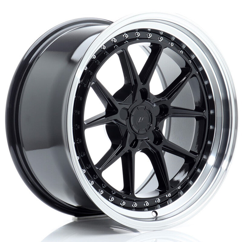 Carica immagine in Galleria Viewer, Cerchio Japan Racing JR-39 9,5x18 foratura su misura 5 fori ET15-35 - Nero lucido
