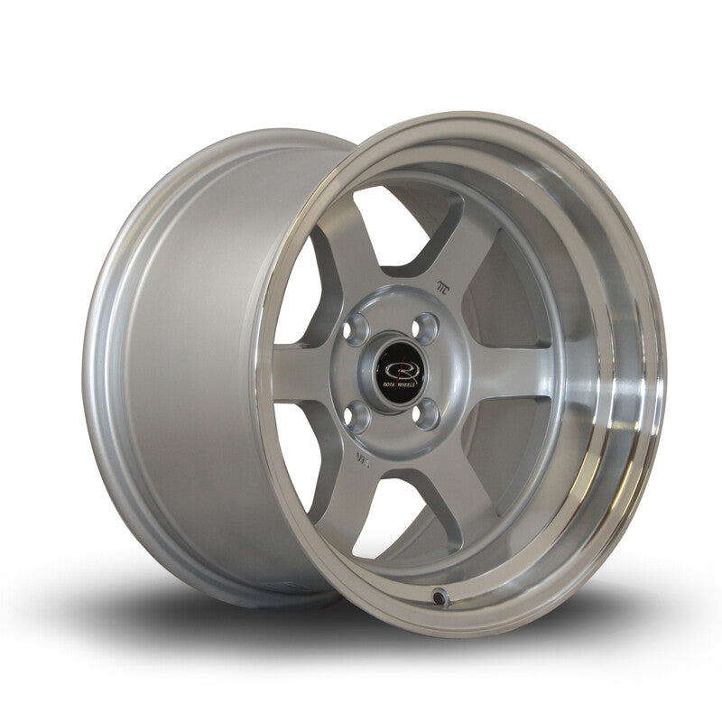 Cerchio Rota Grid V 9x15 4x100 ET0 - Argento con bordo cromato