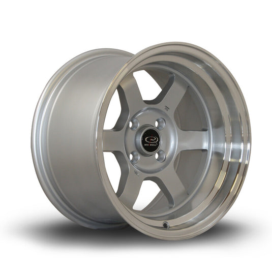 Cerchio Rota Grid V 9x15 4x100 ET0 - Argento con bordo cromato