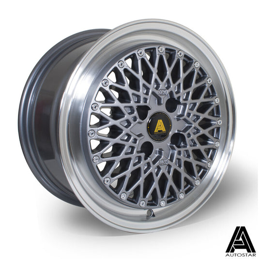 Cerchio Autostar Minus 7,5x15 4x100 ET25 - Gunmetal con bordo lucidato