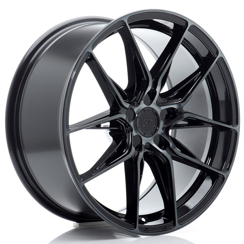 Cerchio Japan Racing JR-44 8x18 foratura su misura 5 fori ET20-42 - Nero lucido con razze brunite