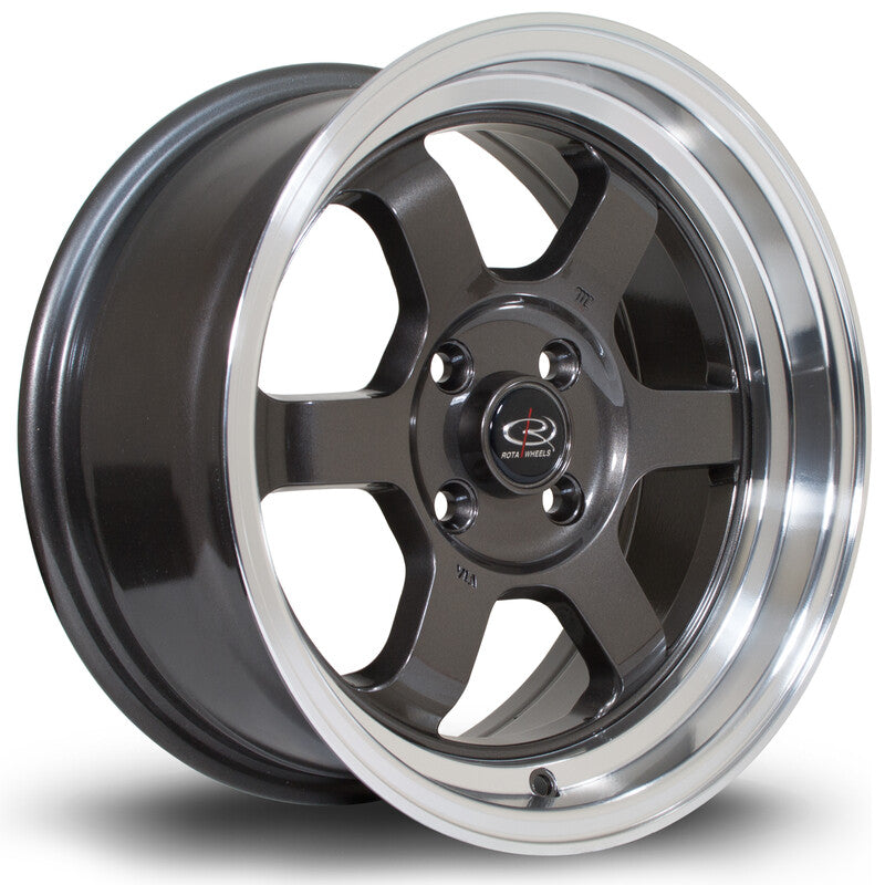 Cerchio Rota Grid V 7x15 4x100 ET20 - Gunmetal con bordo cromato