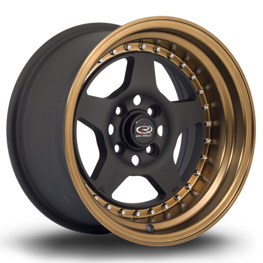 Cerchio Rota Kyusha 8x15 4x100 ET0 - Nero opaco con bordo bronzo