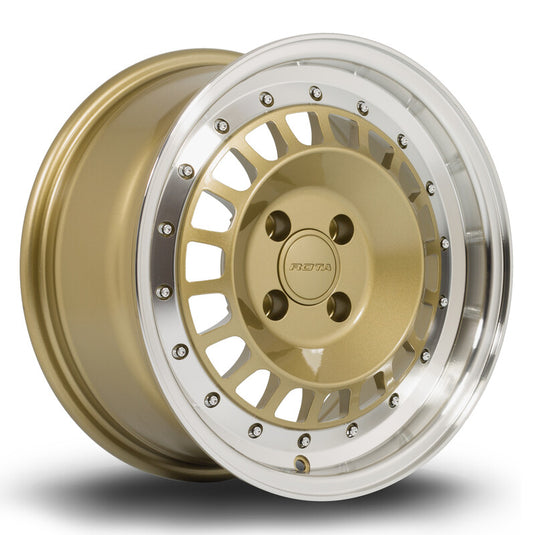 Cerchio Rota Speciale 7x15 4x100 ET35 - Oro con bordo lucidato