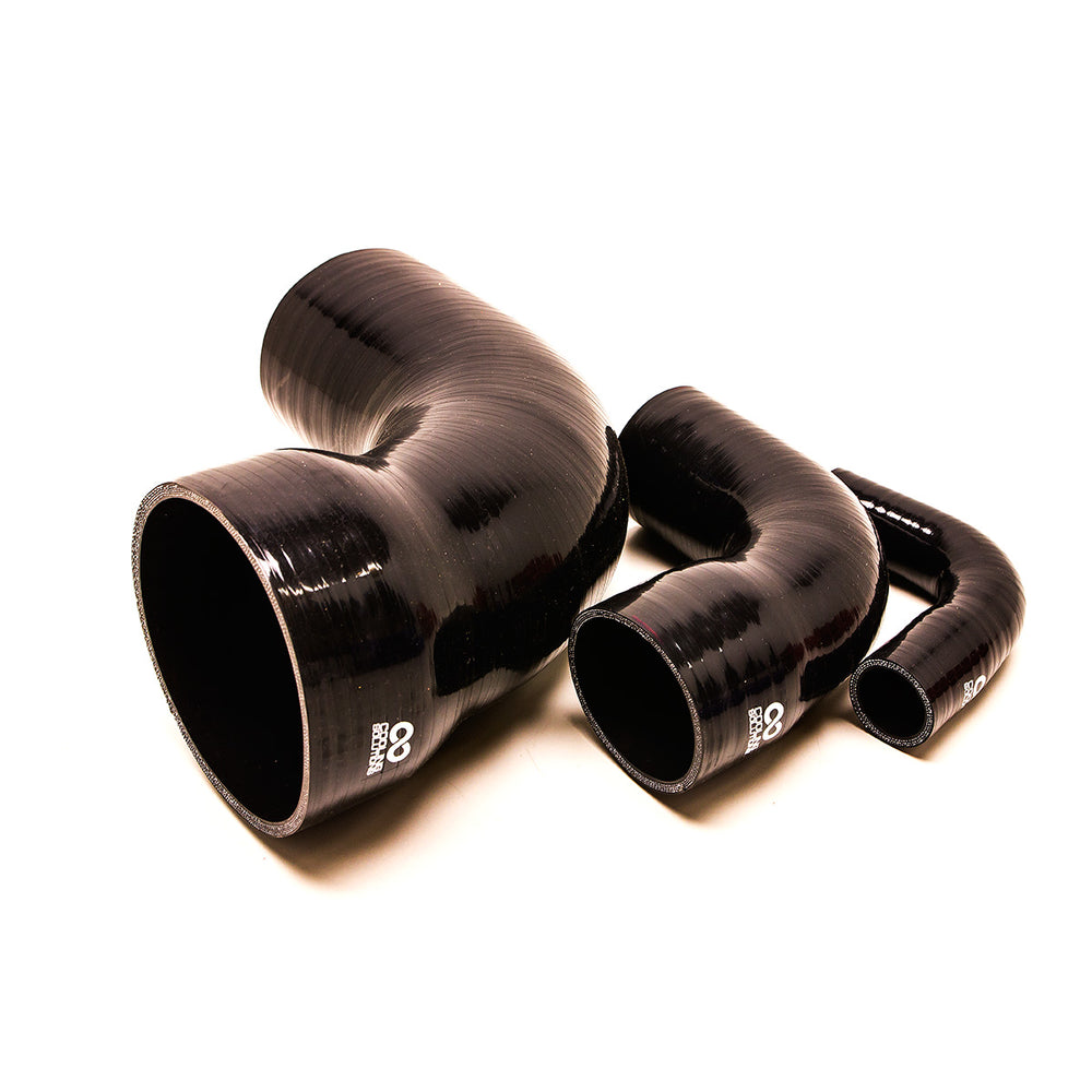 Riduttore a Gomito 90° in Silicone da Ø16-13 a Ø127-102 mm, Nero