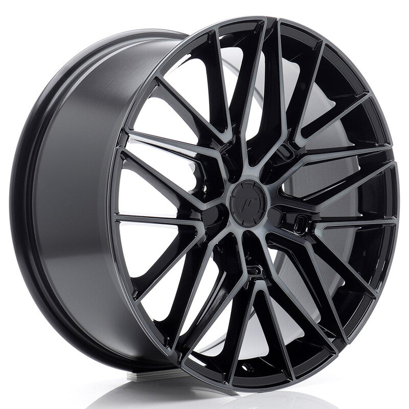 Cerchio Japan Racing JR-38 8x19 foratura su misura 5 fori ET20-40 - Nero opaco con razze brunite