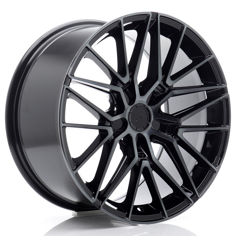 Cerchio Japan Racing JR-38 9x18 foratura su misura 5 fori ET20-45 - Nero opaco con razze brunite