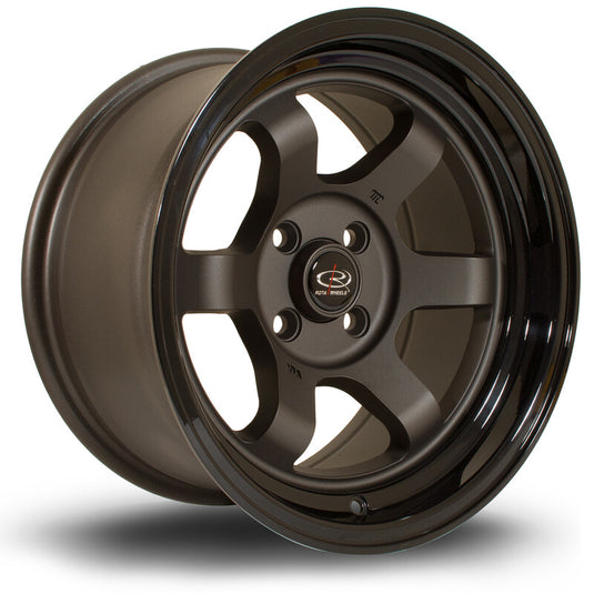 Cerchio Rota Grid Max 8x15 4x100 ET0 - Gunmetal opaco con bordo lucido