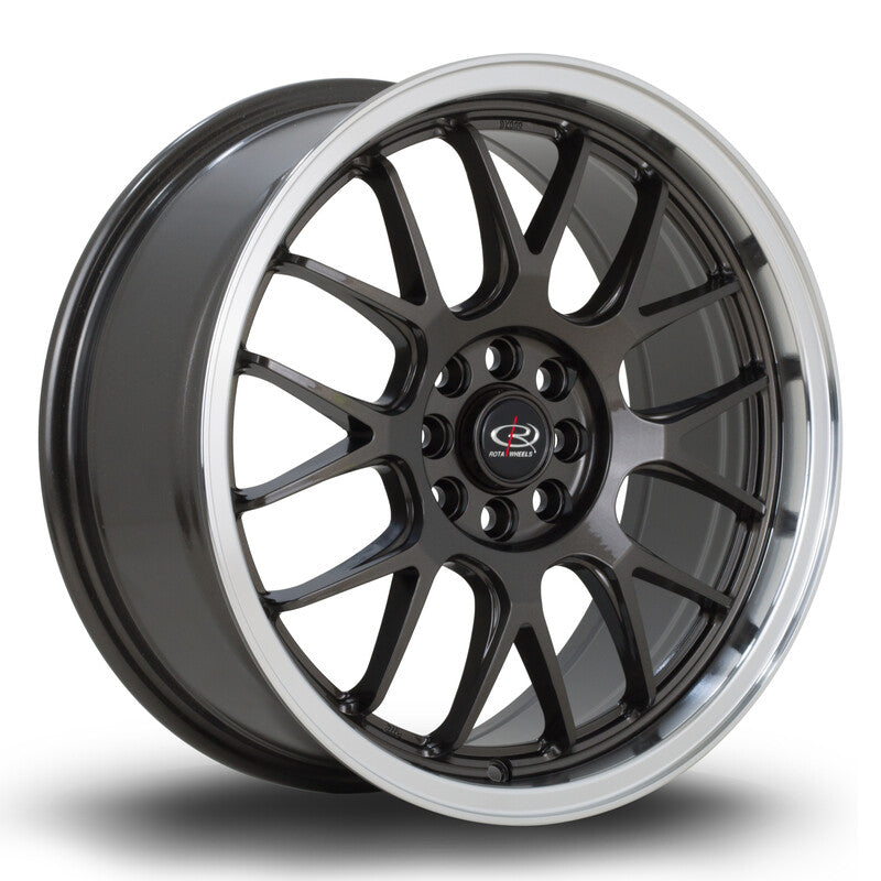 Cerchio Rota MXR 7,5x17 4x100/4x108 ET40 - Gunmetal con bordo lucidato