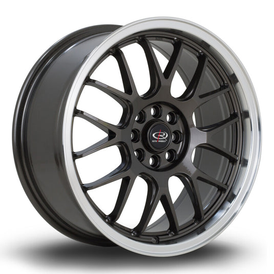 Cerchio Rota MXR 7,5x17 4x100/4x108 ET40 - Gunmetal con bordo lucidato