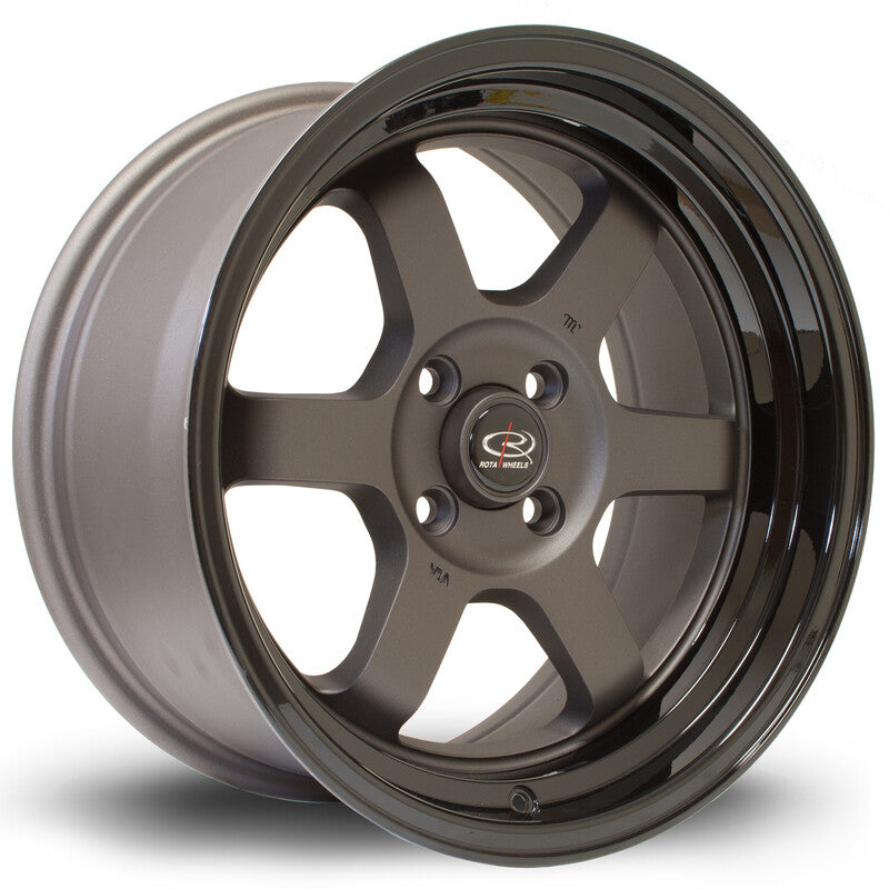 Cerchio Rota Grid V 8x16 5x100 ET20 - Gunmetal opaco con bordo nero lucido
