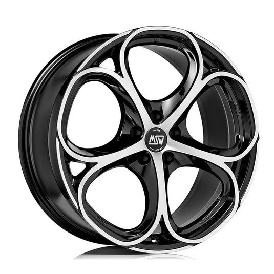 Cerchio MSW 82 8x19 5x110 ET33 - Nero lucido con razze lucidate