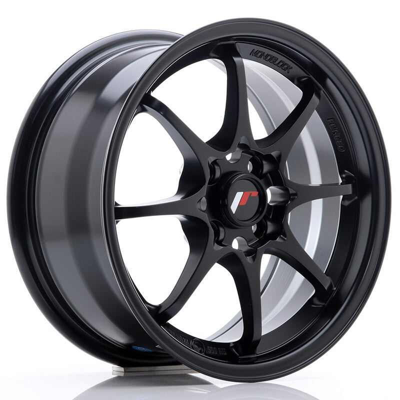 Carica immagine in Galleria Viewer, Cerchio Japan Racing JR-5 7x15 4x100 ET35 - Nero opaco satinato
