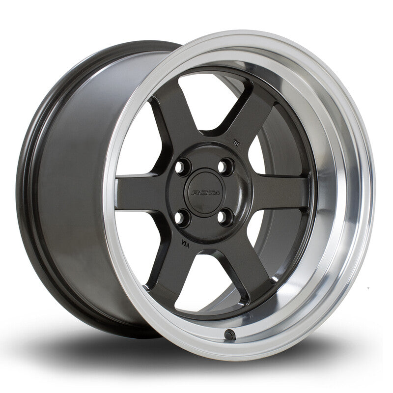 Cerchio Rota Grid V 9x15 4x100 ET0 - Gunmetal con bordo cromato
