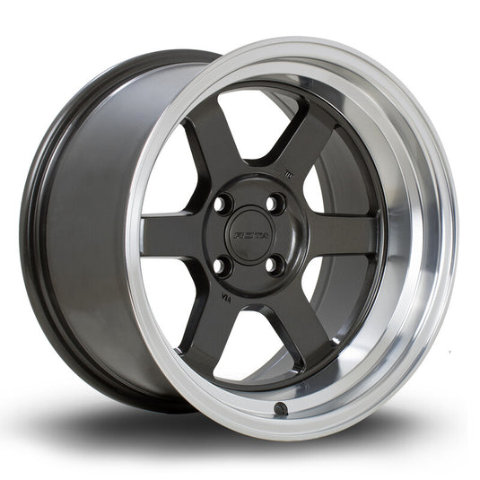 Cerchio Rota Grid V 9x15 4x100 ET0 - Gunmetal con bordo cromato