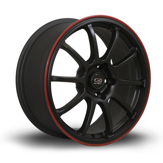 Cerchio Rota Force 8x17 5x100 ET35 - Nero opaco con filetto rosso