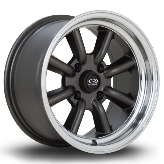 Cerchio Rota RKR 8x15 4x100 ET10 - Gunmetal con bordo lucidato
