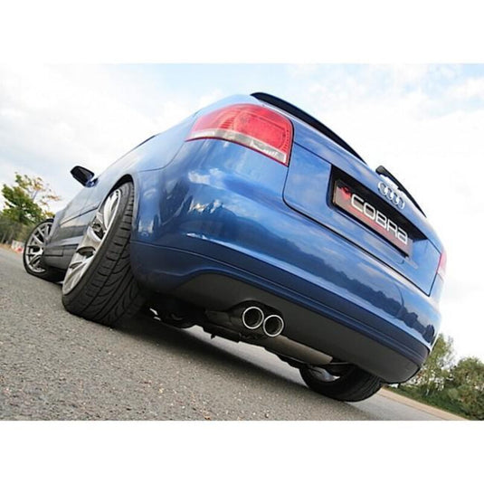 Linea di Scarico "Catback" Cobra per Audi A3 8P 3 Porte, 2.0L TDI 140, 2 Ruote Motrici, a Doppia Uscita (03-08)