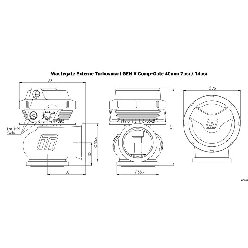 Carica immagine in Galleria Viewer, Wastegate esterna TURBOSMART Gen V Power-Gate (40 mm)
