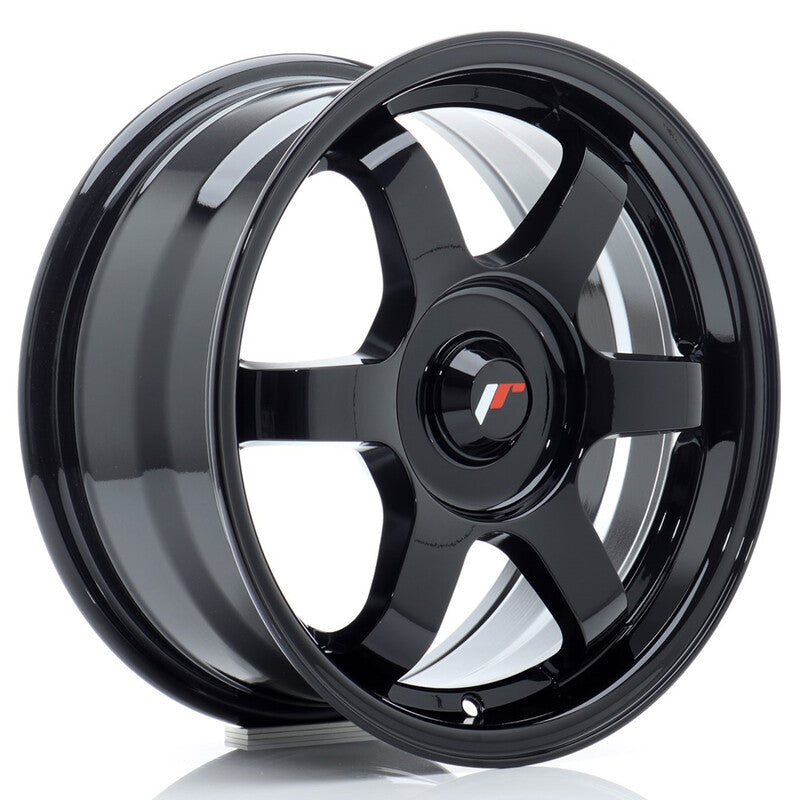 Carica immagine in Galleria Viewer, Cerchio Japan Racing JR-3 7x15 foratura su misura 4/5 fori ET25-42 - Nero lucido
