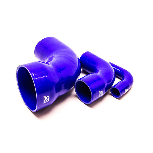 Riduttore a Gomito 90° in Silicone da Ø16-13 a Ø127-102 mm, Blu