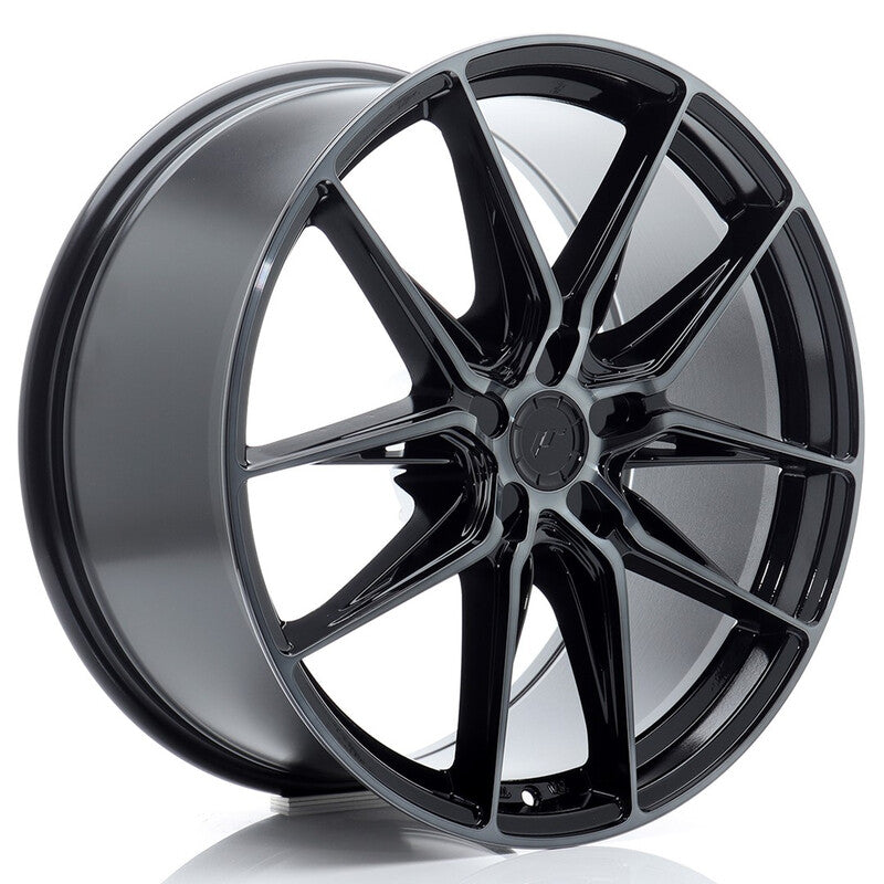 Cerchio Japan Racing JR-44 9,5x20 foratura su misura 5 fori ET20-57 - Nero lucido con razze brunite