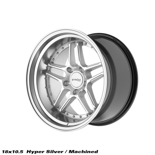 Cerchio Ström DS-05 10,5x18 5x114.3 ET10 - Hyper black con bordo lucidato