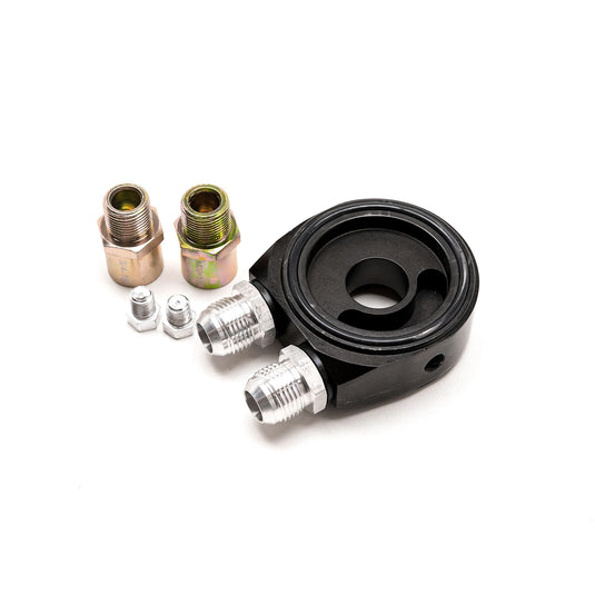 Piastra Sandwich per Radiatore Olio con 2 Sedi per Sensori (Nera)