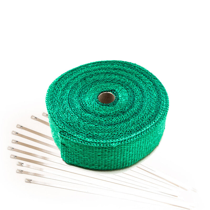 Nastro Termoisolante per Scarico Verde (15m x 50mm) + Fascette Inox