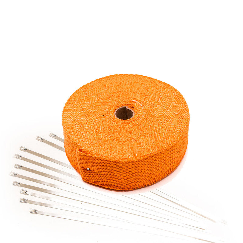 Carica immagine in Galleria Viewer, Nastro Termoisolante per Scarico Arancione (15m x 50mm) + Fascette Inox
