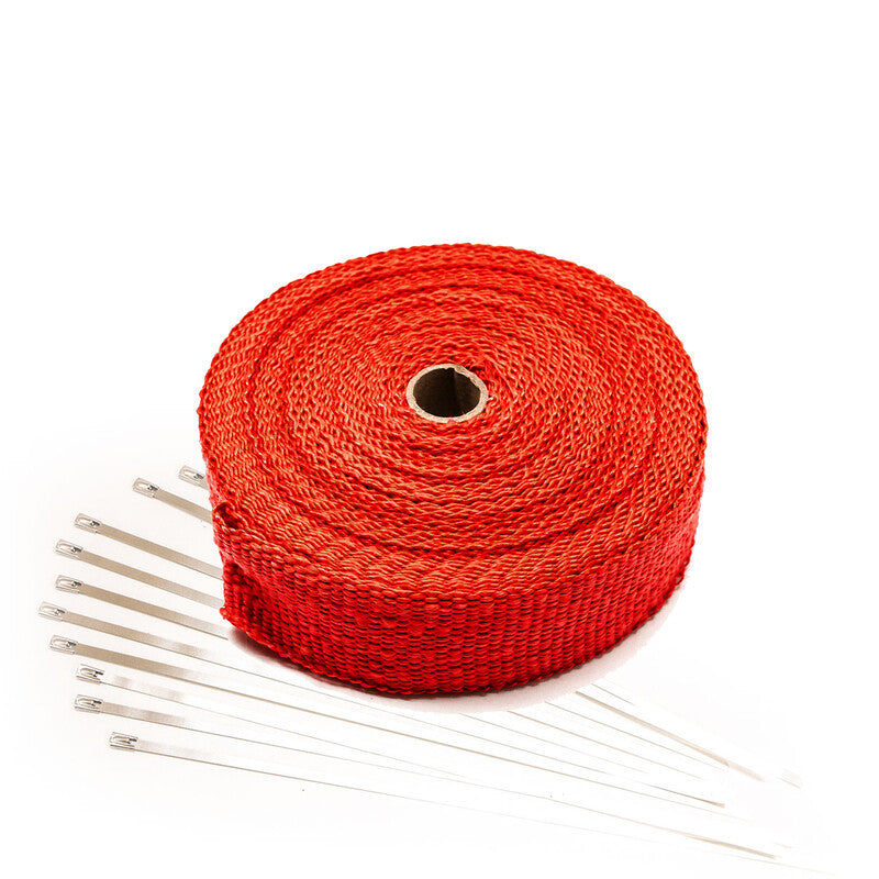 Carica immagine in Galleria Viewer, Nastro Termoisolante per Scarico Rosso (15m x 50mm) + Fascette Inox
