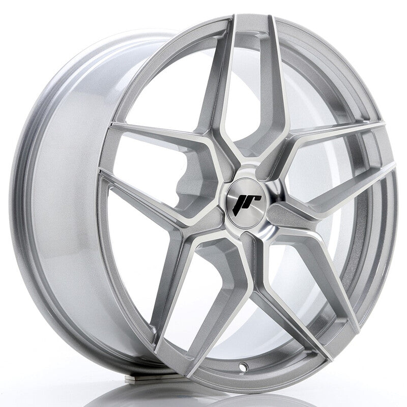 Carica immagine in Galleria Viewer, Cerchio Japan Racing JR-34 8x18 foratura su misura 5 fori ET20-42 - Argento con frontale lucidato
