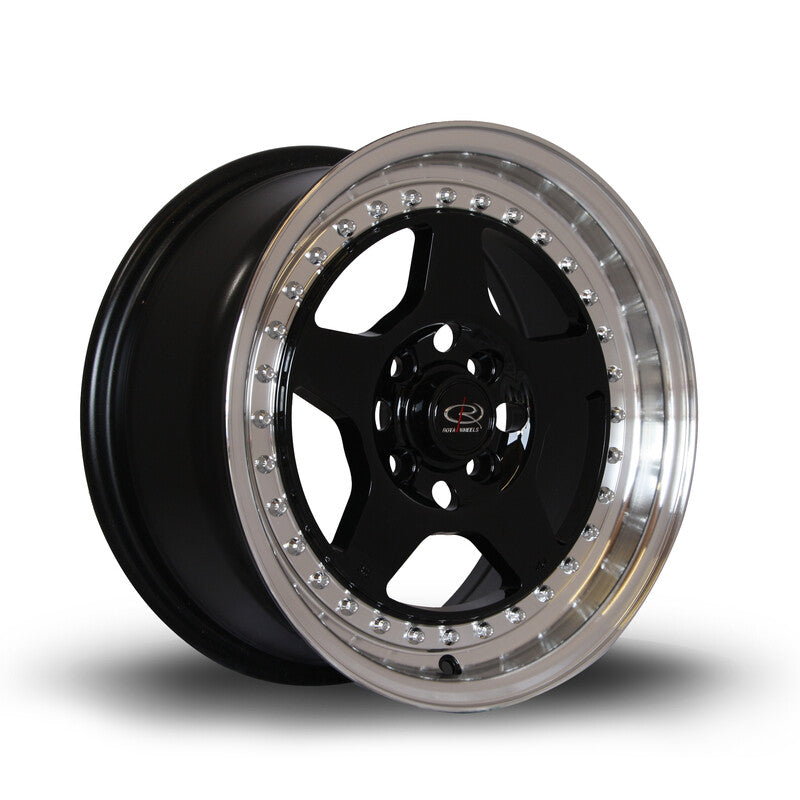 Cerchio Rota Kyusha 7x15 4x100 ET38 - Nero lucido con bordo cromato