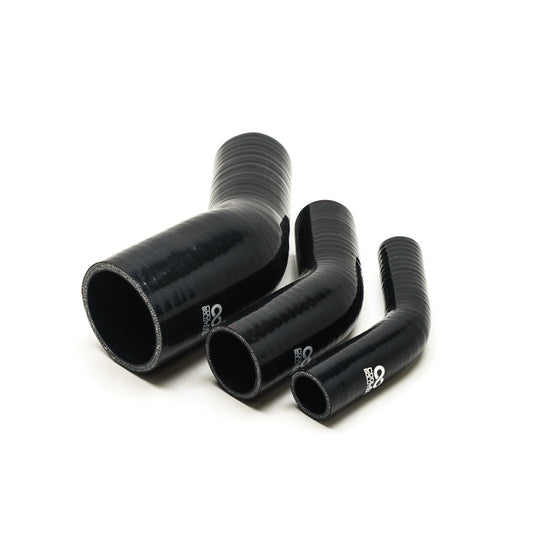 Riduttore a Gomito 45° in Silicone da Ø16-13 a Ø102-90 mm, Nero