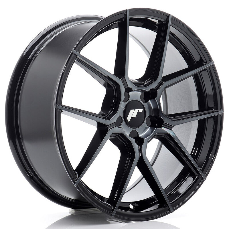 Cerchio Japan Racing JR-30 8,5x18 foratura su misura 5 fori ET20-45 - Nero lucido con frontale brunito