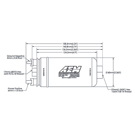 Pompa Benzina AEM - 400 L/h - Raccordi Dash