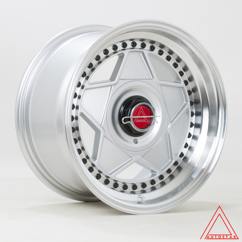 Cerchio Autostar Centro 8,25x15 4x100/4x108 ET20 - Argento con bordo lucidato