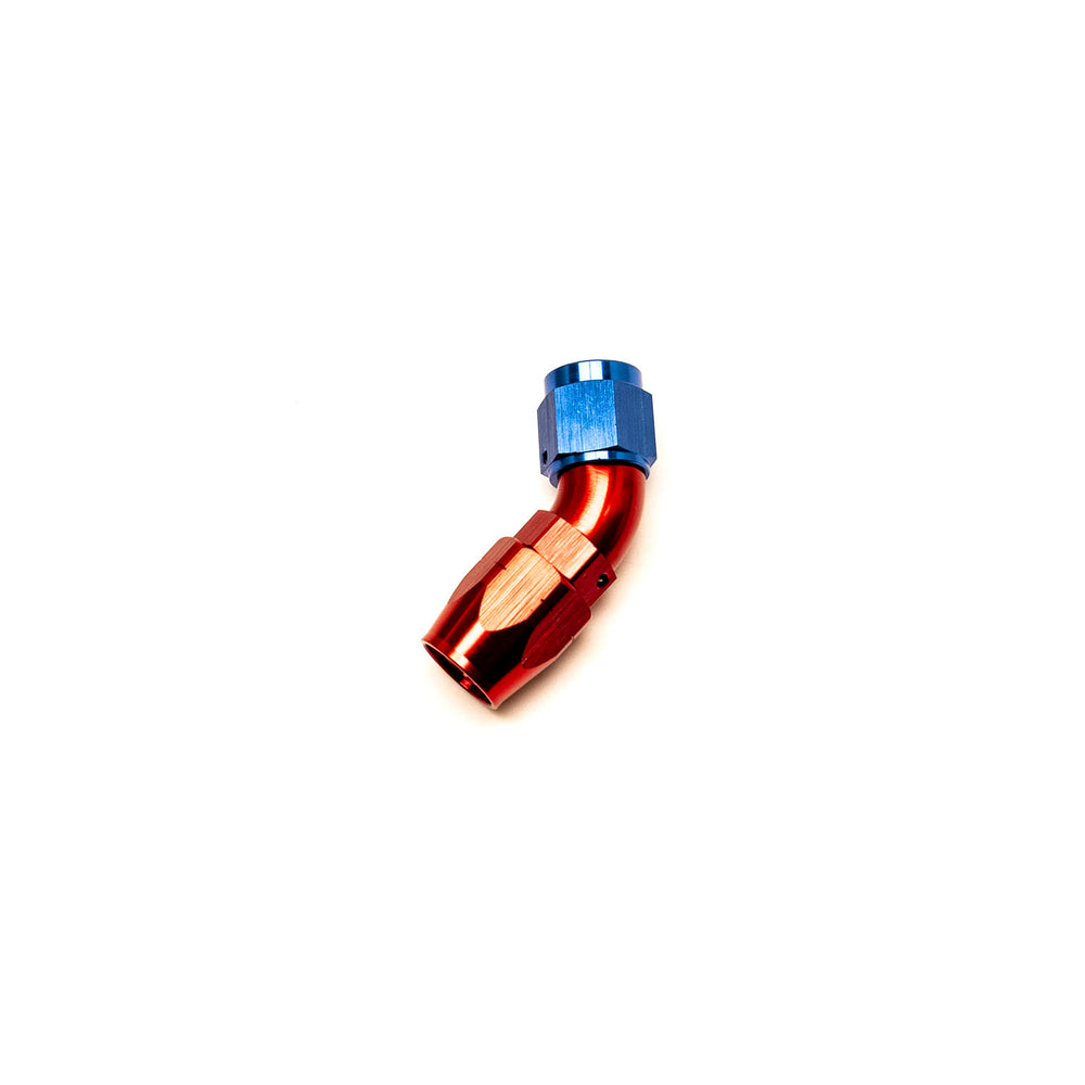 Raccordo a Gomito 45° Femmina per Tubo Dash 6 (Blu & Rosso)