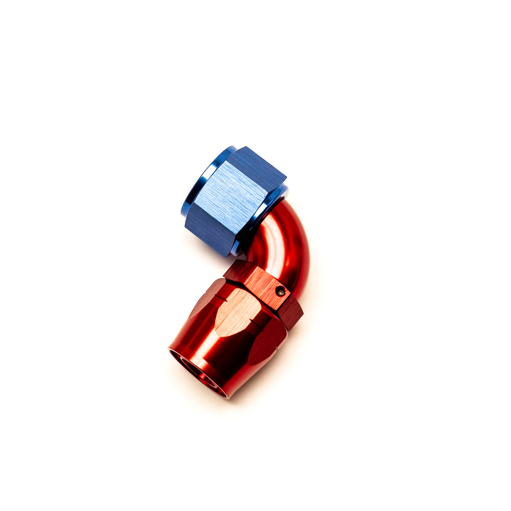 Raccordo a Gomito 90° Femmina per Tubo Dash 12 (Blu & Rosso)