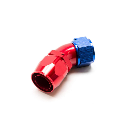 Raccordo a Gomito 45° Femmina per Tubo Dash 16 (Blu & Rosso)