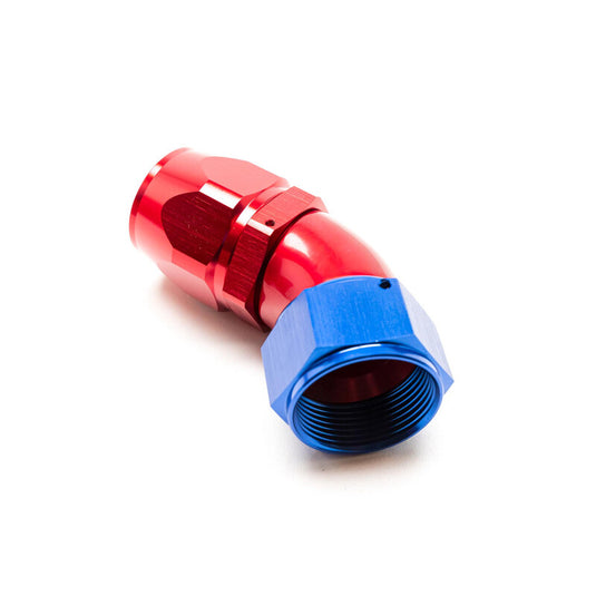 Raccordo a Gomito 45° Femmina per Tubo Dash 16 (Blu & Rosso)